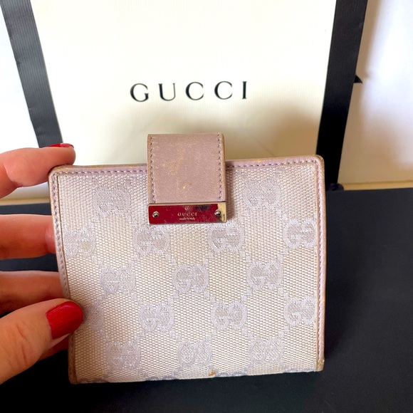 Gucci Handbags - GUCCI GG Monogram Canvas & Leather Compact Wallet